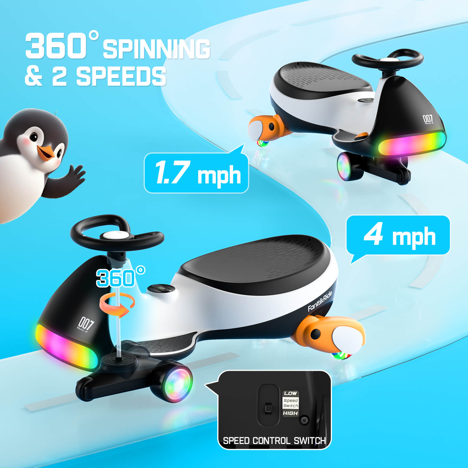 FanttikRide N7 Ultra 12V Electric Wiggle Car with Pedal