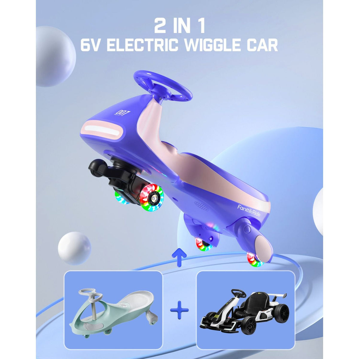 FanttikRide N7 Classic 6V Electric Wiggle Car with Pedal