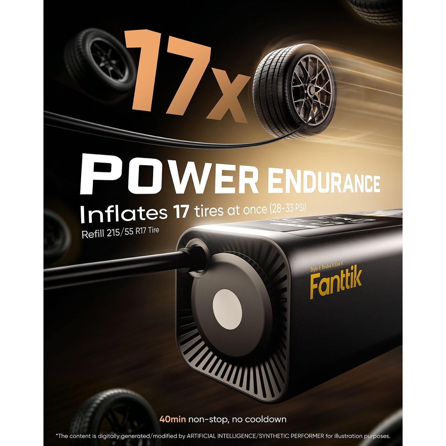 Autonomia do Fanttik X8 APEX para inflar vários pneus
