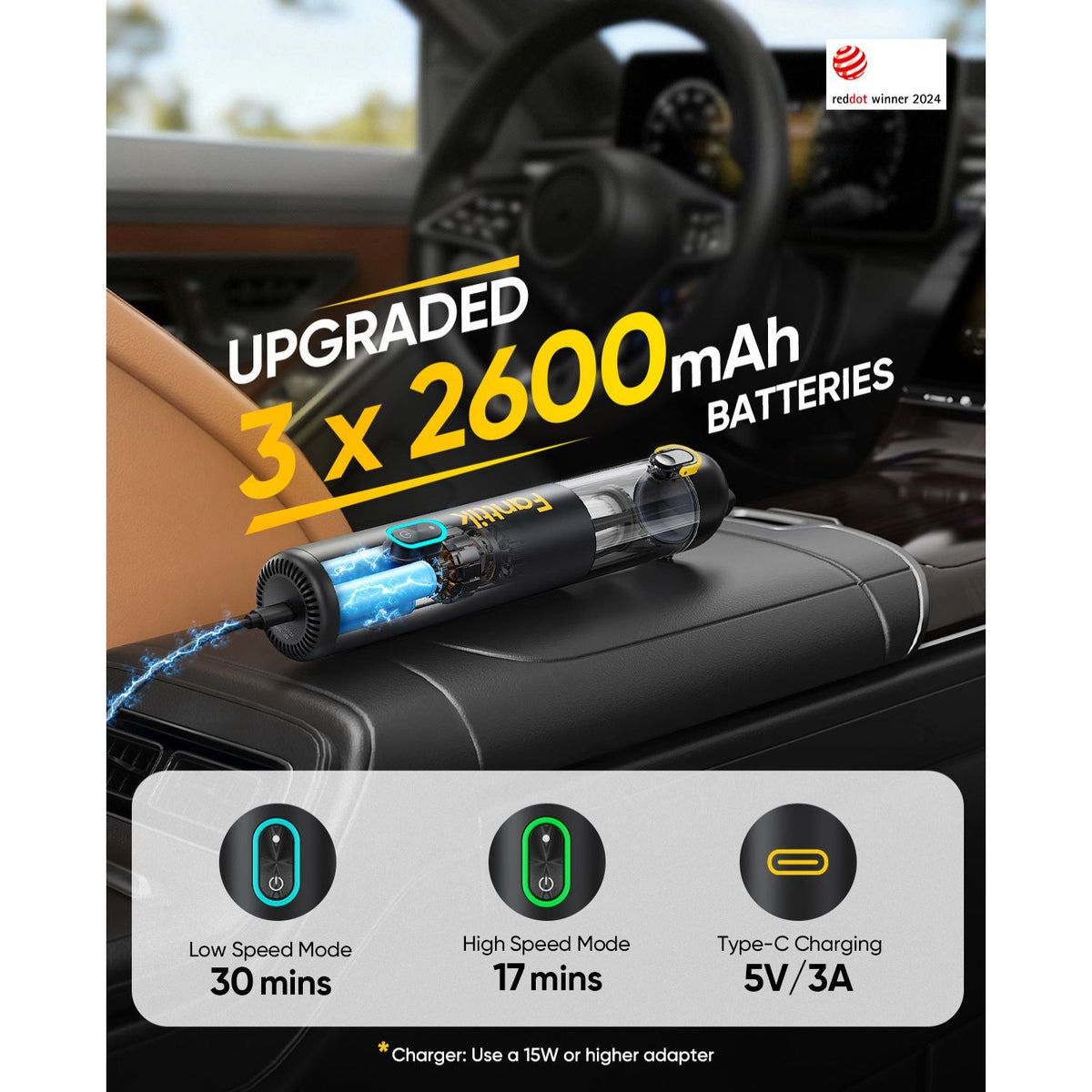 Fanttik V8 Mate Upgraded Cordless Car Vacuum