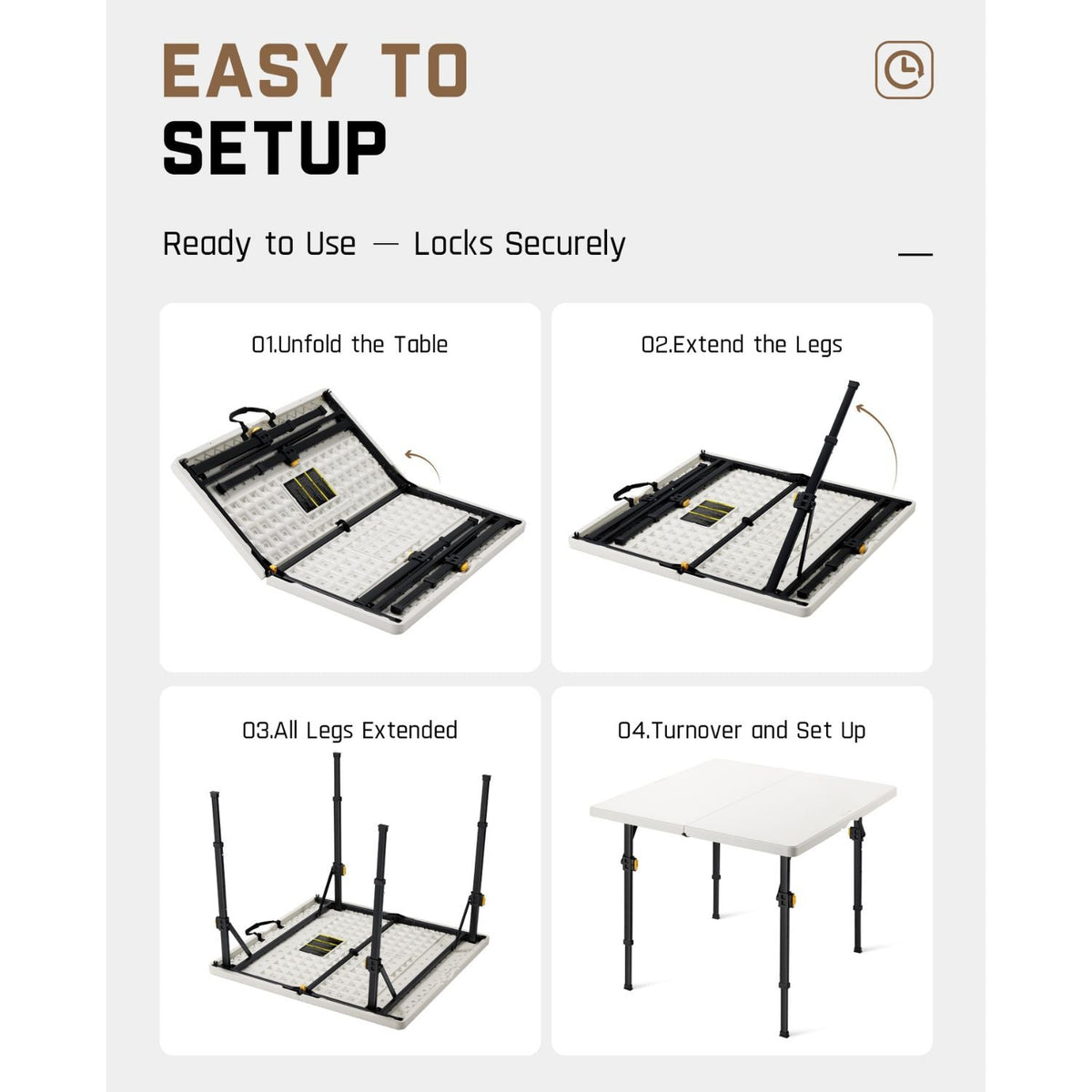 FanttikOutdoor Zeta S4 Pro 34" Square Folding Table