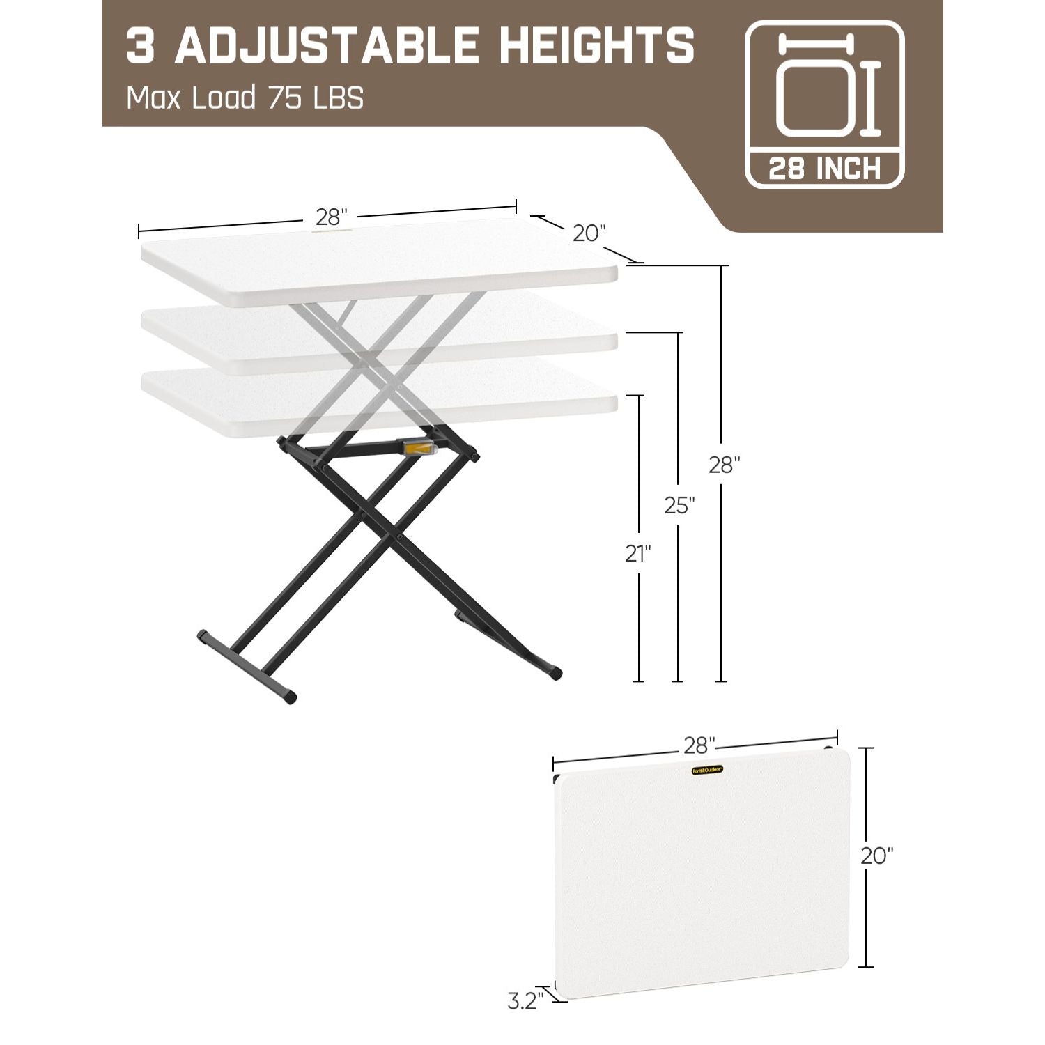 FanttikOutdoor Zeta X1 Pro 28" Quick Pop Up Table (2-Pack)