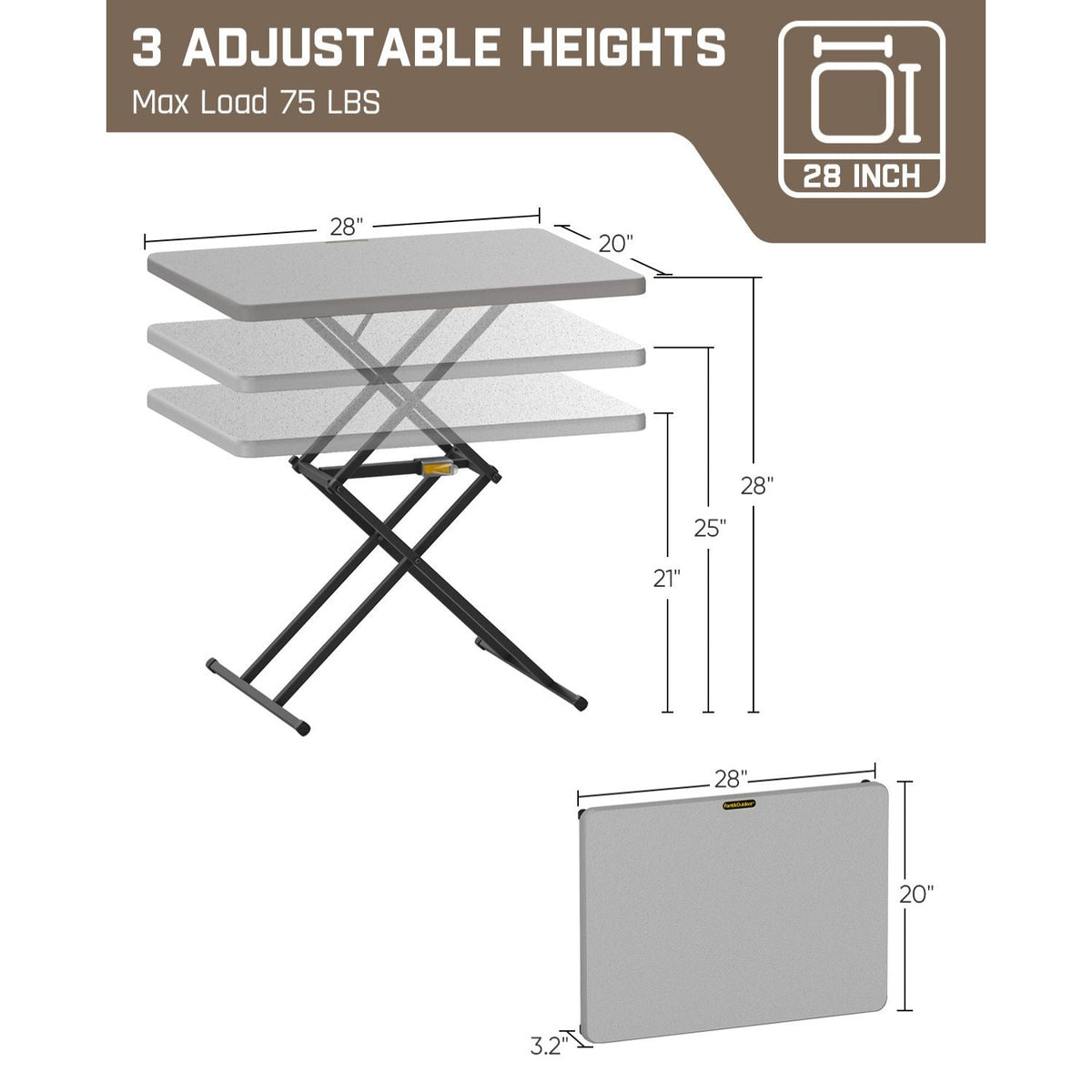 FanttikOutdoor Zeta X1 Pro 28" Quick Pop Up Table