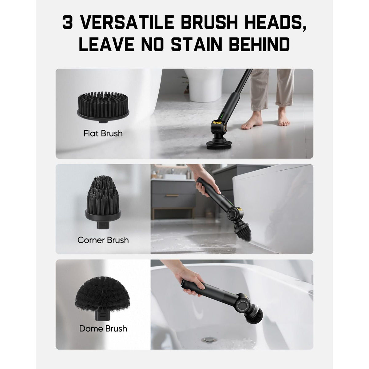 3 Pcs Replacement Brush Heads for G9 Pro Spin Scrubber