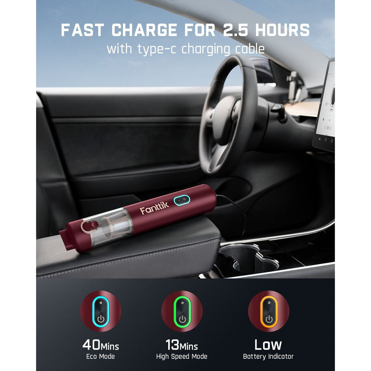 Fanttik Slim V8 APEX Car Vacuum RobustClean® Red