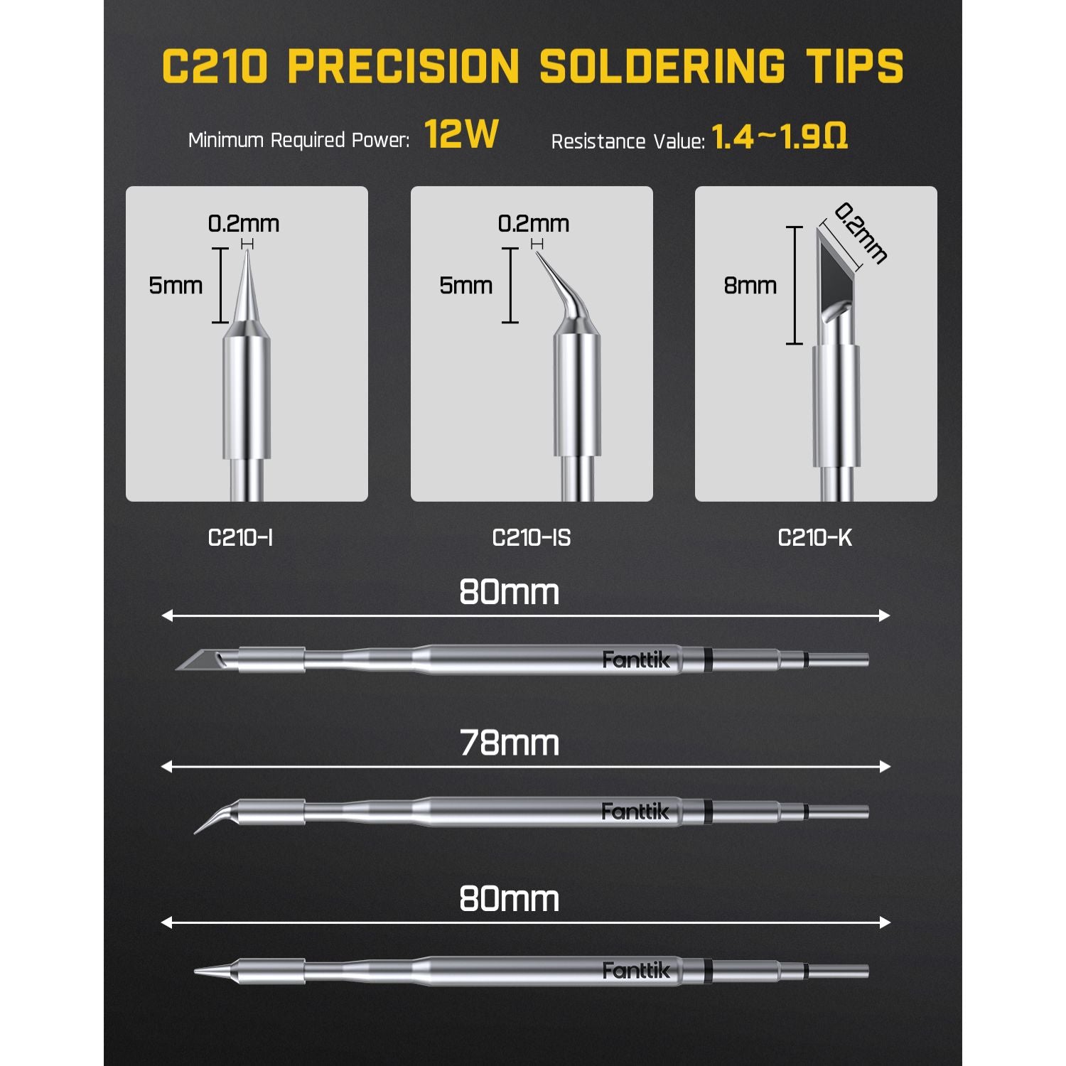 C210 Replacement Soldering Iron Tips for T1 Max