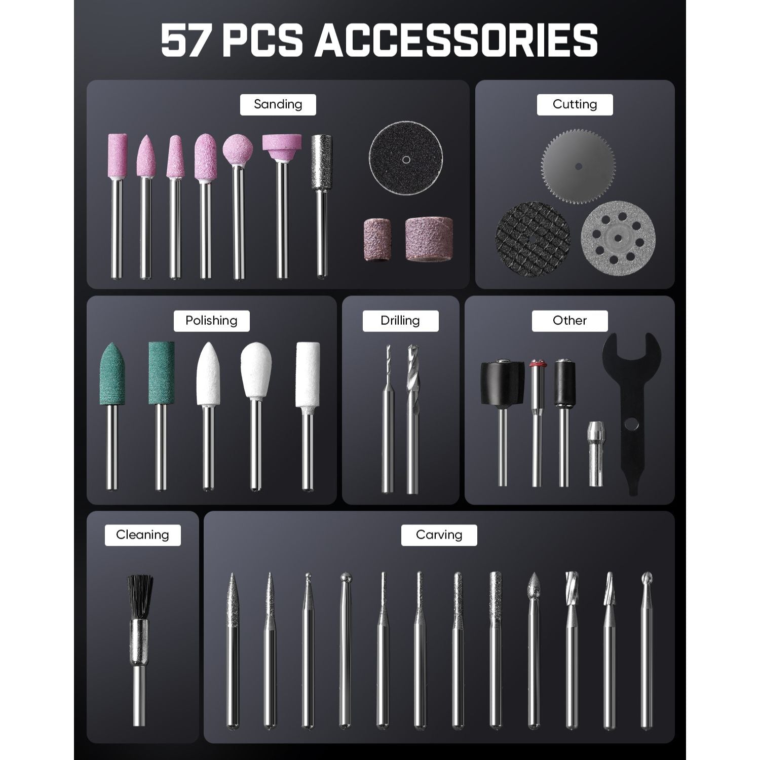 Fanttik Pro Refill 57Pcs 1/8" Rotary Tool Accessory Kit