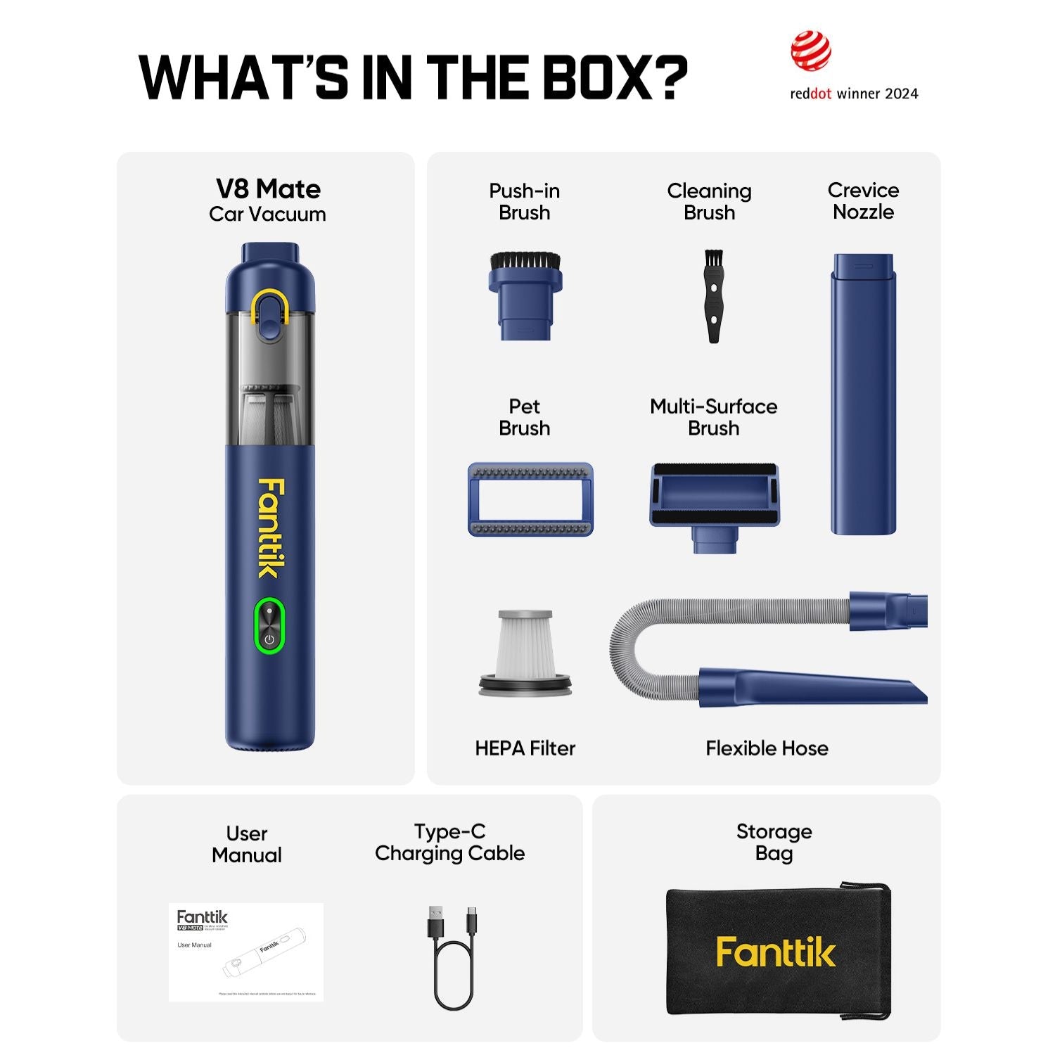 Fanttik V8 Mate Upgraded Cordless Car Vacuum